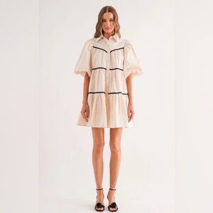 Sofie the Label Lena Bow Dress in Cream and Black Size Small